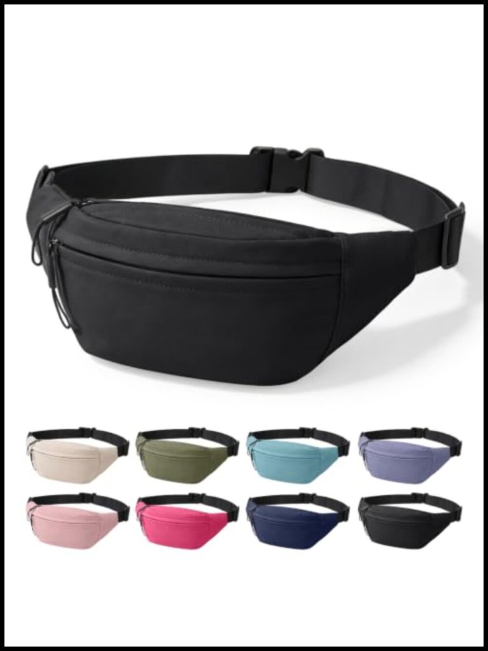 Nylon Crossbody Waist Pack Fanny Bag Running Belt 3-Zip Pockets